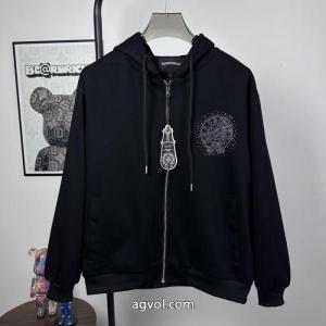 CHROME HEARTS水彩ドリル貼り3 D立体彩刺繍カップルカジュアルカーディガン衛衣