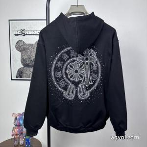CHROME HEARTS水彩ドリル貼り3 D立体彩刺繍カップルカジュアルカーディガン衛衣