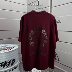 CHROME HEARTS馬蹄サンスクリット文字パールデザイン工芸ラウンドネックTシャツ