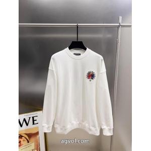 CHROME HEARTS2026秋冬新作クロス貼り刺繍ラウンドネック長袖パーカー