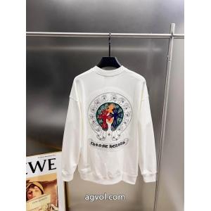 CHROME HEARTS2026秋冬新作クロス貼り刺繍ラウンドネック長袖パーカー