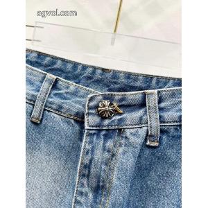 CHROME HEARTS2026新限定伐木黄色十字架合皮カップル水洗ジーンズ