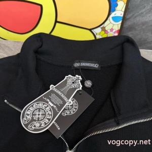 CHROME HEARTSサンスクリット文字刺繍ハーフジップチェーンヘッドパーカー