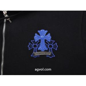 CHROME HEARTS高品質金属リベット貼皮刺繍十字標識ファスナー標識衛衣コート