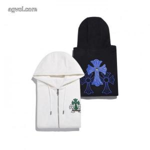 CHROME HEARTS高品質金属リベット貼皮刺繍十字標識ファスナー標識衛衣コート