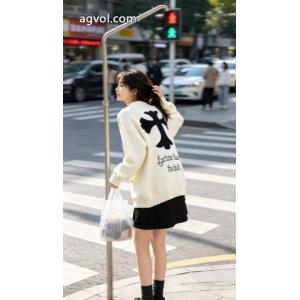 Chrome Heartsクローハート新作クロスオーバーVネックニットカーディガンカップル向けゆったりセーターコートトップス