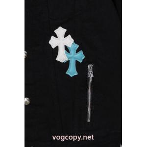 Chrome Heartsクローハートラムネックジャケットブラックデニムジャケット