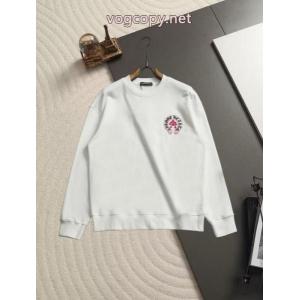 Chrome hearts chクローハート馬蹄十字架貼り皮刺繍工芸刺繍丸首パーカー