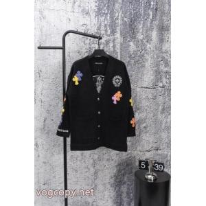 Chrome Hearts/クローハートカラークロスオーバーレザーカーディガンニット
