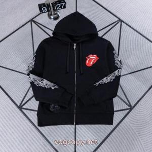 Chrome Heartsクローハート×ローリングストーン連名赤舌連帽パーカージップコート