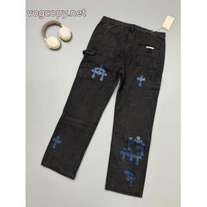 Chrome Hearts/クローハートウッドパンツ星空のレザージーンズ男女