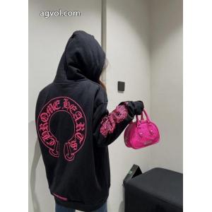 Chromehearts/クローハートクラシックロングブルーの馬蹄ファスナーカーディガンジャケットプリント帽パーカー男女同型