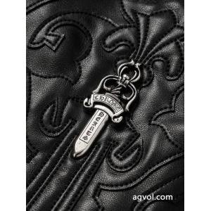 CHROME HEARTS/クローハートスタンドネックアーム宝剣刺繍レザージャケット