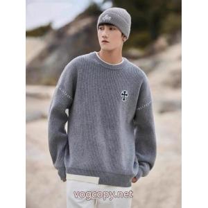CHROME HEARTS/クロノハート26 SS新作ジャカードゆったりワイド版秋冬ニット長袖ヘッダーセーター