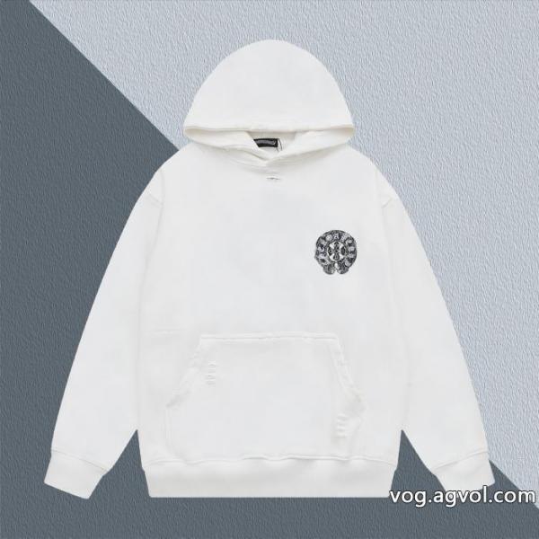 CHROME HEARTS爆金定番重工業洗濯デニム刺繍LOGO衛衣男女上着セットヘッド衛衣 0 