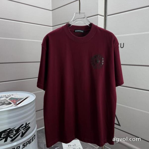 CHROME HEARTS馬蹄サンスクリット文字パールデザイン工芸ラウンドネックTシャツ 1
