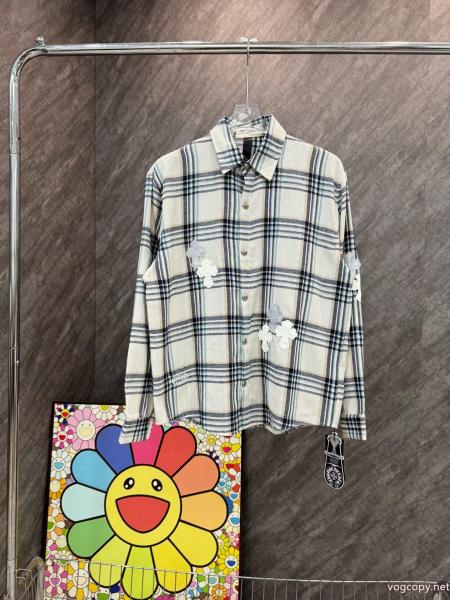 CHROME HEARTSマルチスケール刺繍チェックシャツ 0 
