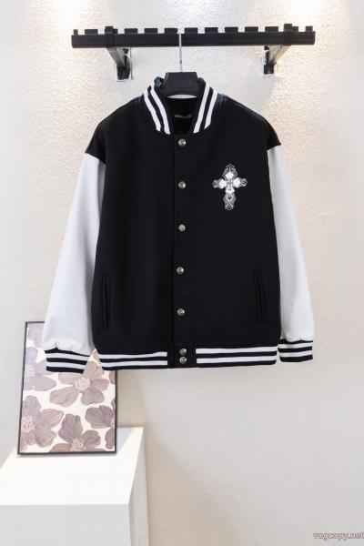 CHROME HEARTS男女カップルの重ポンドウール刺繍野球服ジャケット 0