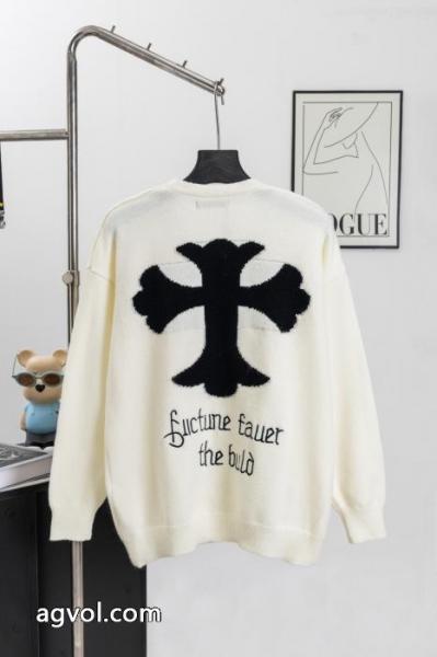 Chrome Heartsクローハート新作クロスオーバーVネックニットカーディガンカップル向けゆったりセーターコートトップス 1