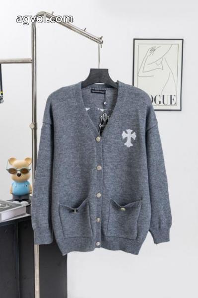 Chrome Heartsクローハート新作クロスオーバーVネックニットカーディガンカップル向けゆったりセーターコートトップス 3