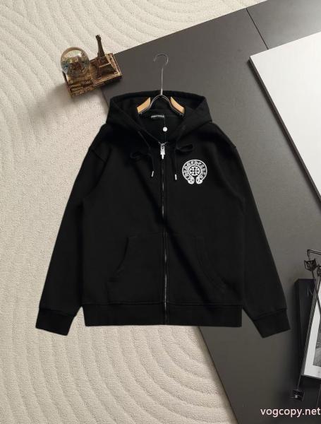 Chrome hearts chクローハート十字架馬蹄LOGO刺繍バリ細工ジッパー衛衣 0 