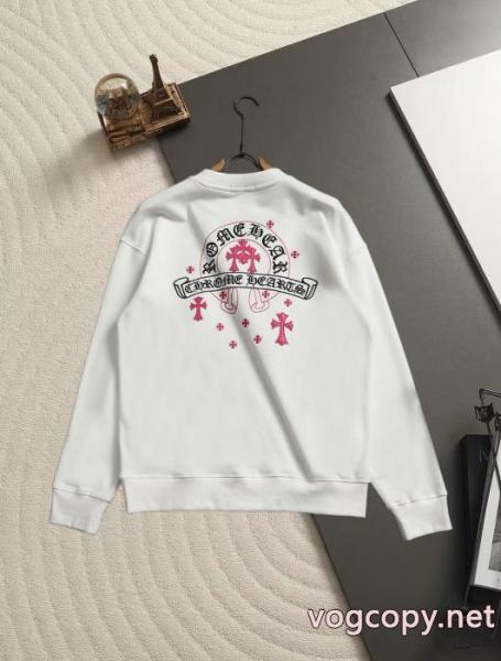 Chrome hearts chクローハート馬蹄十字架貼り皮刺繍工芸刺繍丸首パーカー 5 