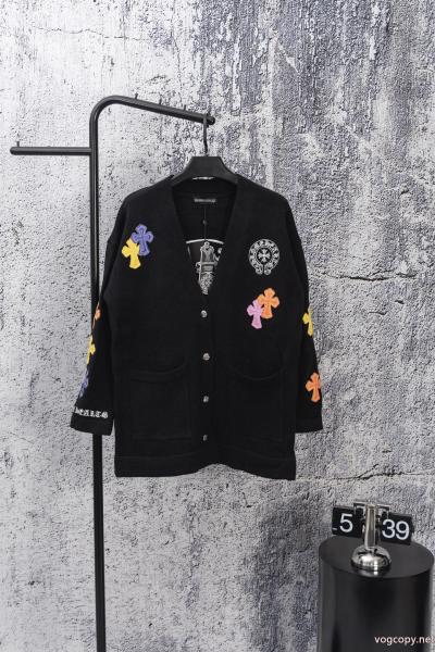 Chrome Hearts/クローハートカラークロスオーバーレザーカーディガンニット 0 