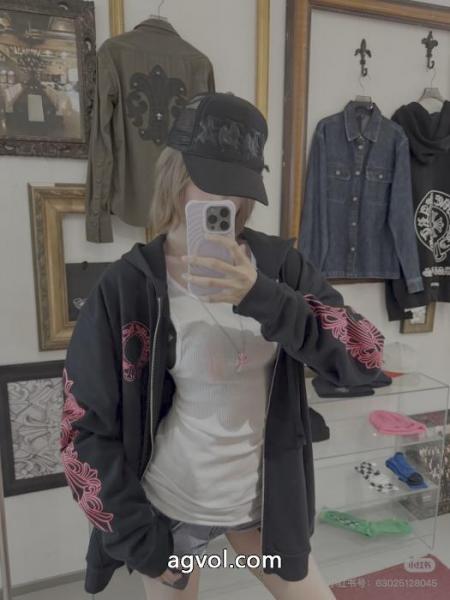 Chromehearts/クローハートクラシックロングブルーの馬蹄ファスナーカーディガンジャケットプリント帽パーカー男女同型 3