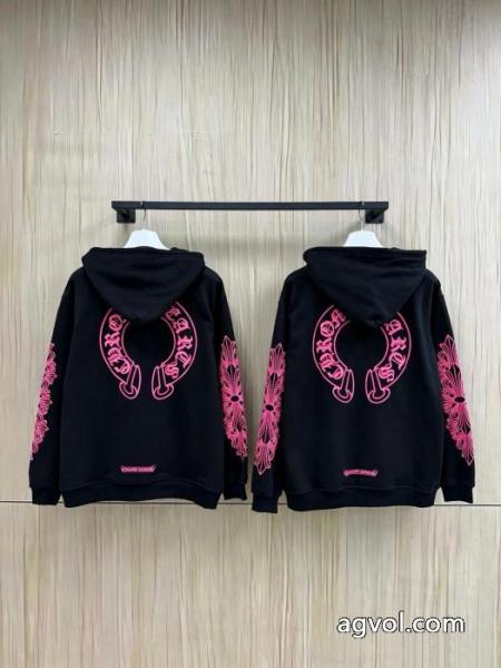 Chromehearts/クローハートクラシックロングブルーの馬蹄ファスナーカーディガンジャケットプリント帽パーカー男女同型 5