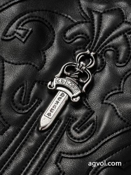 CHROME HEARTS/クローハートスタンドネックアーム宝剣刺繍レザージャケット 1