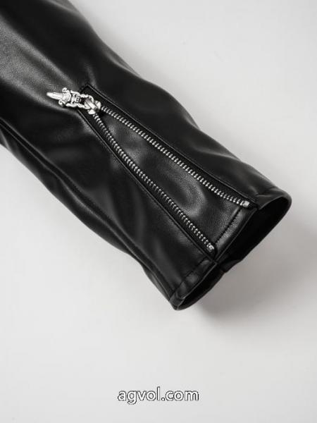 CHROME HEARTS/クローハートスタンドネックアーム宝剣刺繍レザージャケット 3
