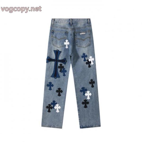 Chrome Heartsクローハートの大きな十字架貼りデニム金物ジーンズ 3
