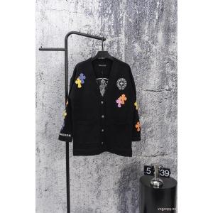 Chrome Hearts/クローハートカラークロスオーバーレザーカーディガンニット