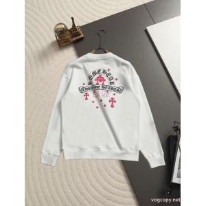 Chrome hearts chクローハート馬蹄十字架貼り皮刺繍工芸刺繍丸首パーカー
