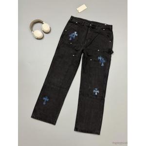 Chrome Hearts/クローハートウッドパンツ星空のレザージーンズ男女